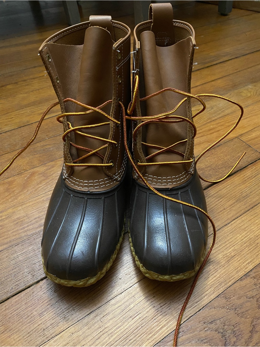 L.L. Bean Brown Waterproof Duck Boots with Dark Brown Rubber Toe
